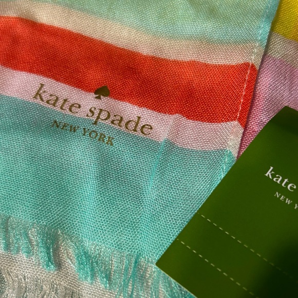 Kate Spade cape colorful stripe oblong scarf New! - Picture 4 of 6